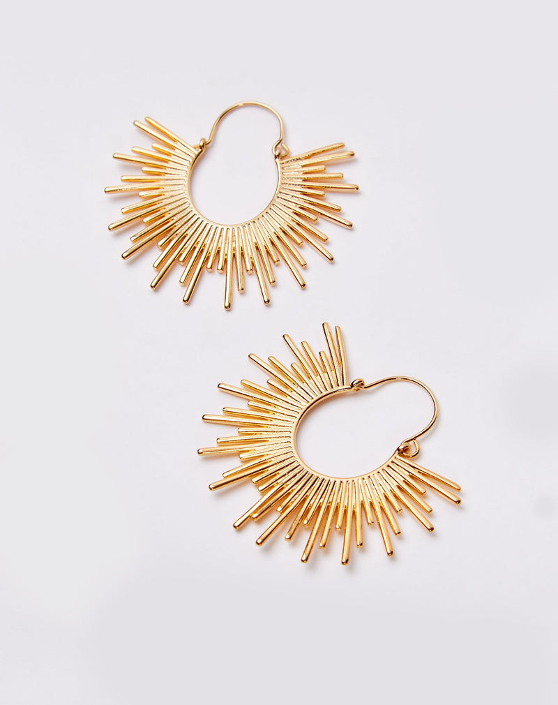 Brinco Argola Folheada Raios de Sol - Dourado