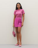 Cinto Fino Fivela Redonda - Rosa