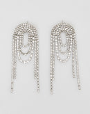 Brinco Cascata Oval Strass - Prata