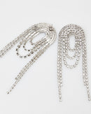 Brinco Cascata Oval Strass - Prata