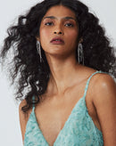 Brinco Cascata Oval Strass - Prata