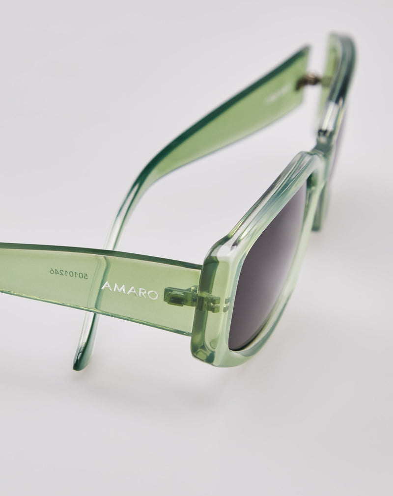 Óculos de Sol Retangular Detalhe Reto Acetato Reciclado - Verde