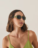 Óculos de Sol Retangular Detalhe Reto Acetato Reciclado - Verde