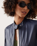 Óculos de Sol Retangular Detalhe Reto Acetato Reciclado - Tartaruga