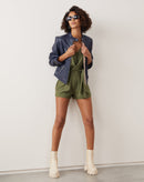 Óculos de Sol Retangular Detalhe Reto Acetato Reciclado - Tartaruga