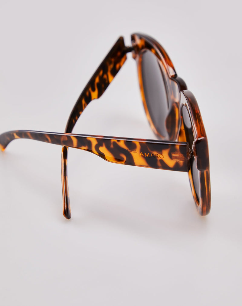 Óculos de Sol Gatinho Redondo Grande Acetato Reciclado - Tartaruga