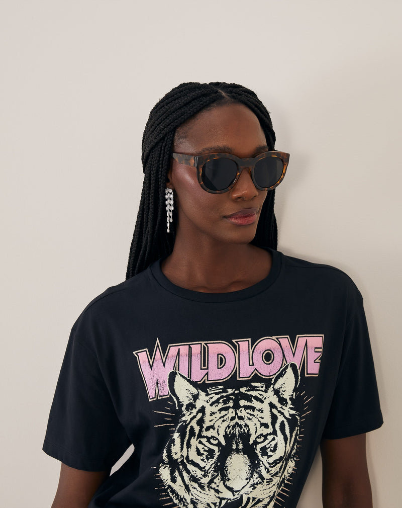 Óculos de Sol Gatinho Redondo Grande Acetato Reciclado - Tartaruga