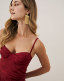 Brinco Franjas Metal Folheado - Dourado