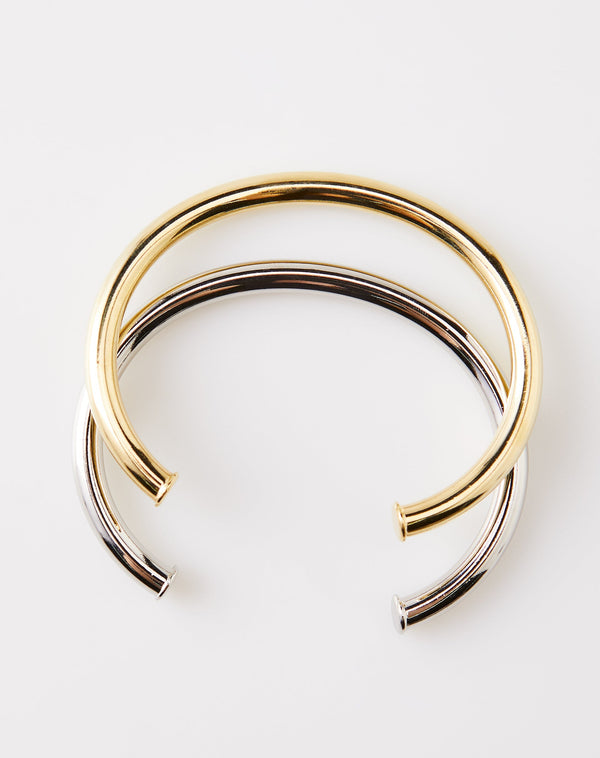 Kit 2 Pulseiras Tubo Folheada - Bicolor