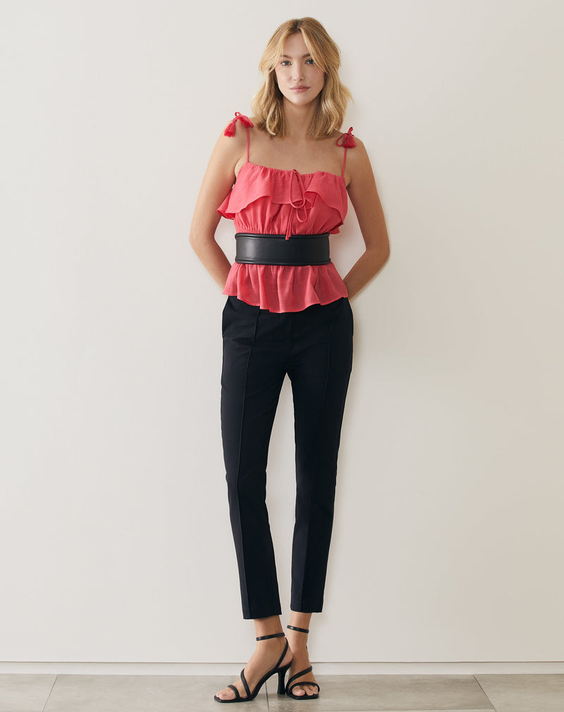 Cinto Largo com Botões - Preto