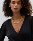 Brinco Argola Tripla Ear Jacket Folheado - Dourado