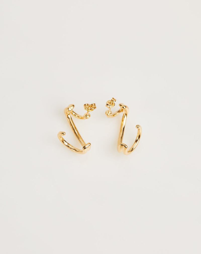 Brinco Argola Tripla Ear Jacket Folheado - Dourado