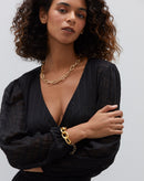 Brinco Argola Tripla Ear Jacket Folheado - Dourado