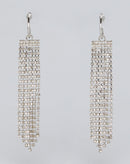 Brinco Argola Folheada com Franja de Strass - Prata