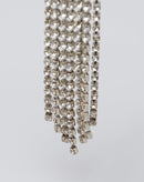 Brinco Argola Folheada com Franja de Strass - Prata