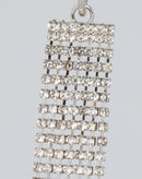 Brinco Argola Folheada com Franja de Strass - Prata