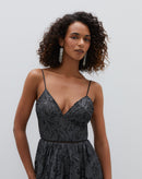 Brinco Argola Folheada com Franja de Strass - Prata