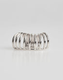 Ear Cuff Folheado Largo Multi Camadas - Prata