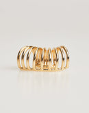 Ear Cuff Folheado Largo Multi Camadas - Dourado