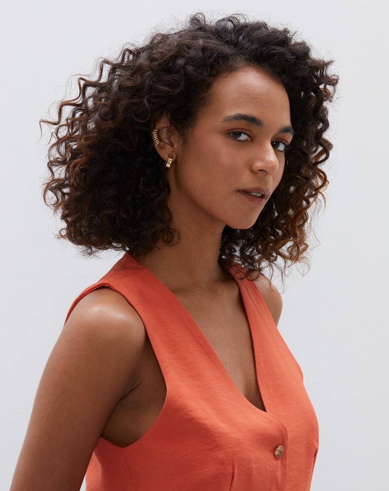 Ear Cuff Folheado Largo Multi Camadas - Dourado