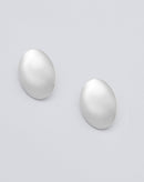 Brinco Convexo Oval Folheado - Prata