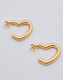 Brinco Argola Coração Chunky Folheado  - Dourado