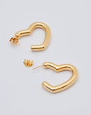 Brinco Argola Coração Chunky Folheado  - Dourado