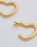 Brinco Argola Coração Chunky Folheado  - Dourado
