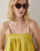 Óculos de Sol Redondo Hastes Grossas Acetato - Laranja