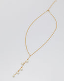 Colar Gravata Longo Detalhe Pérolas - Dourado