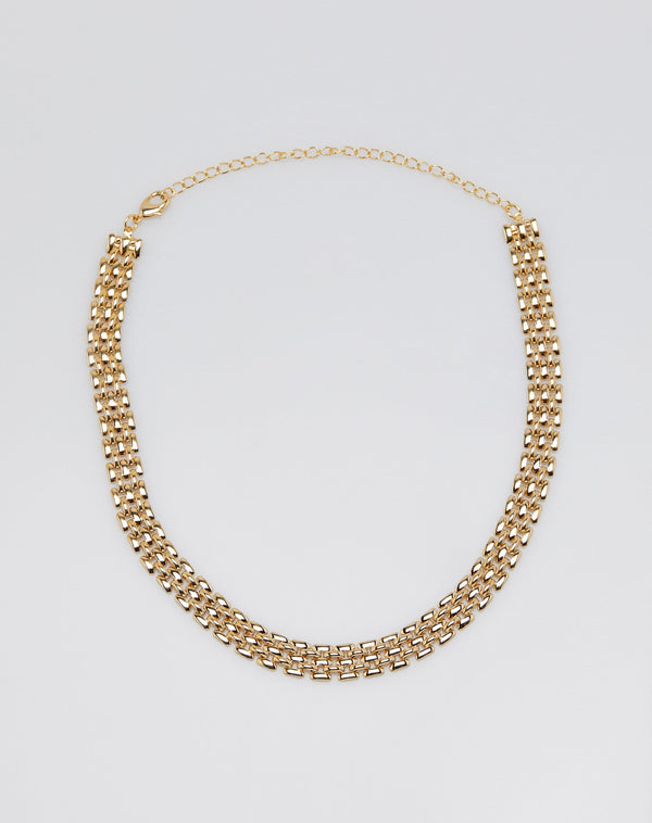 Colar Choker de Corrente Articulada - Dourado