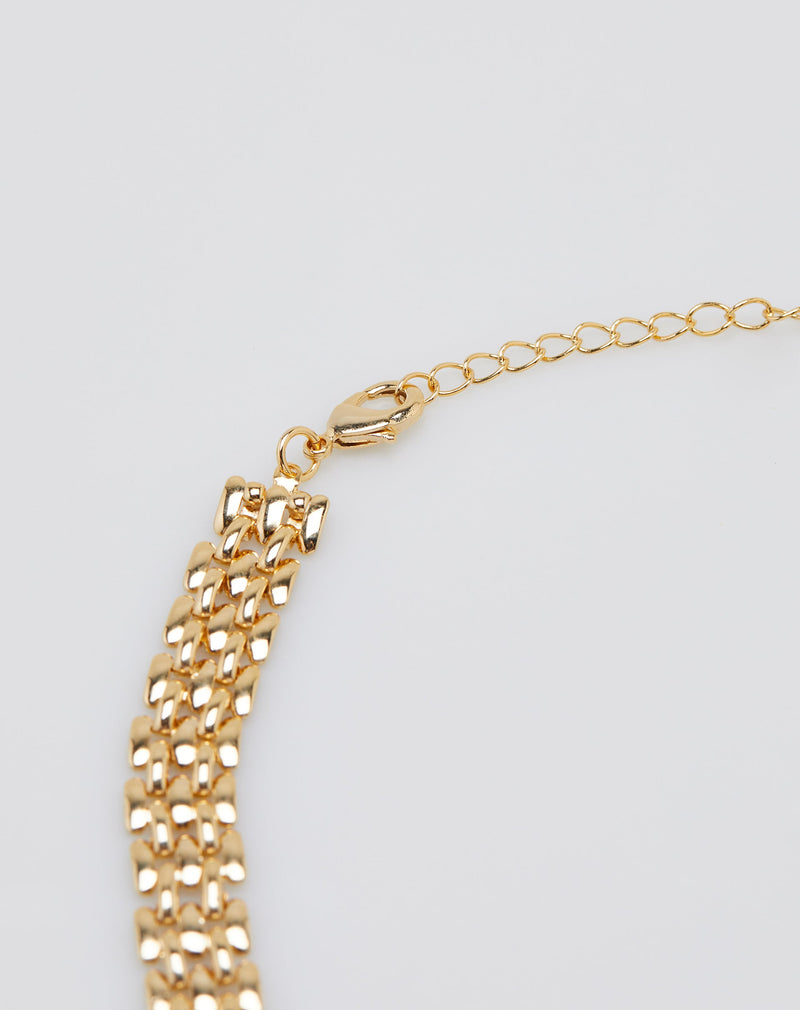 Colar Choker de Corrente Articulada - Dourado