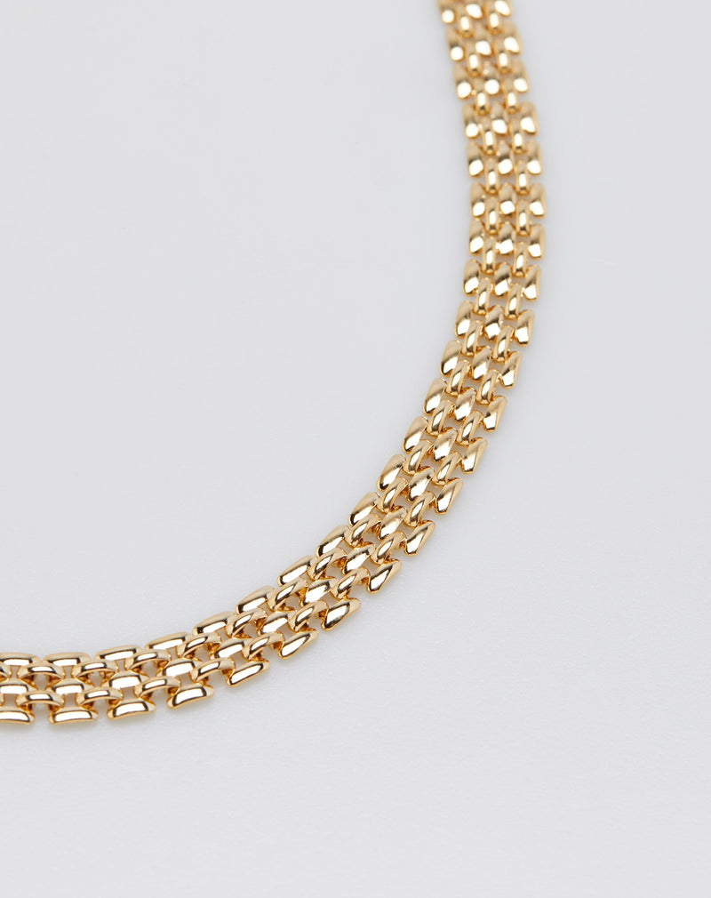Colar Choker de Corrente Articulada - Dourado