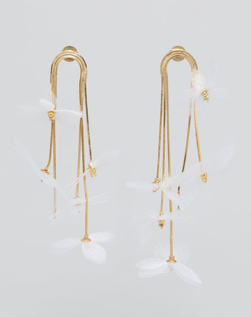 Brinco de Corrente com Flores - Dourado