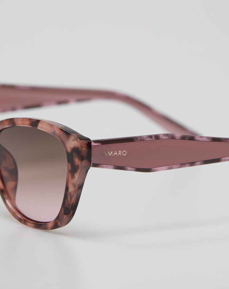 Óculos de Sol Detalhe Haste Acetato - Tartaruga Rosa