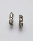 Brinco Argola Cravejada de Strass - Prata