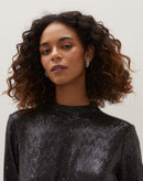 Brinco Argola Cravejada de Strass - Prata