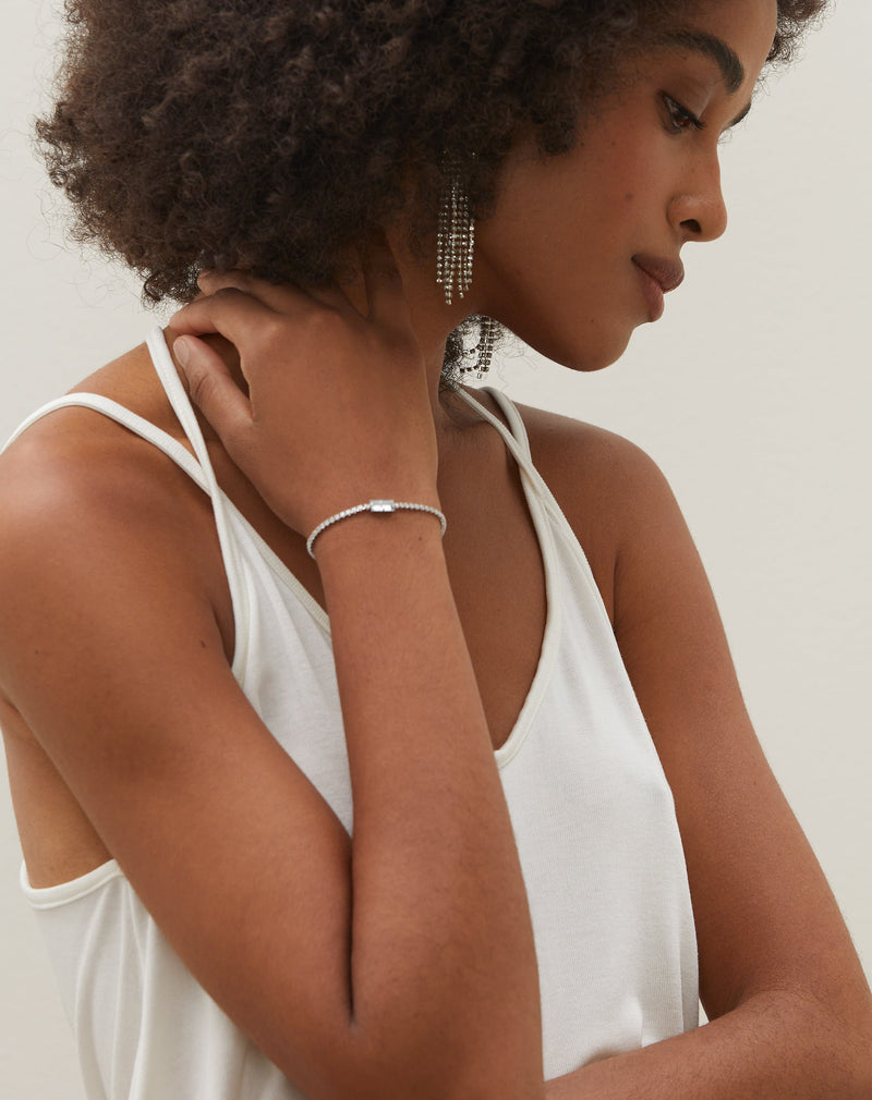 Pulseira Ajustável Cristal - Prata