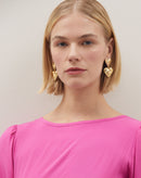 Brinco Coração Efeito Amassado - Dourado