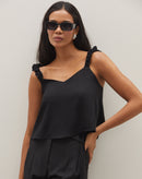 Óculos de Sol Retangular Acetato - Preto