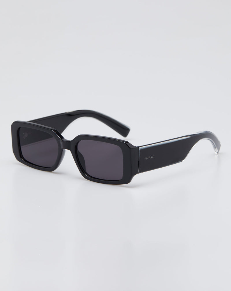 Óculos de Sol Retangular Acetato - Preto