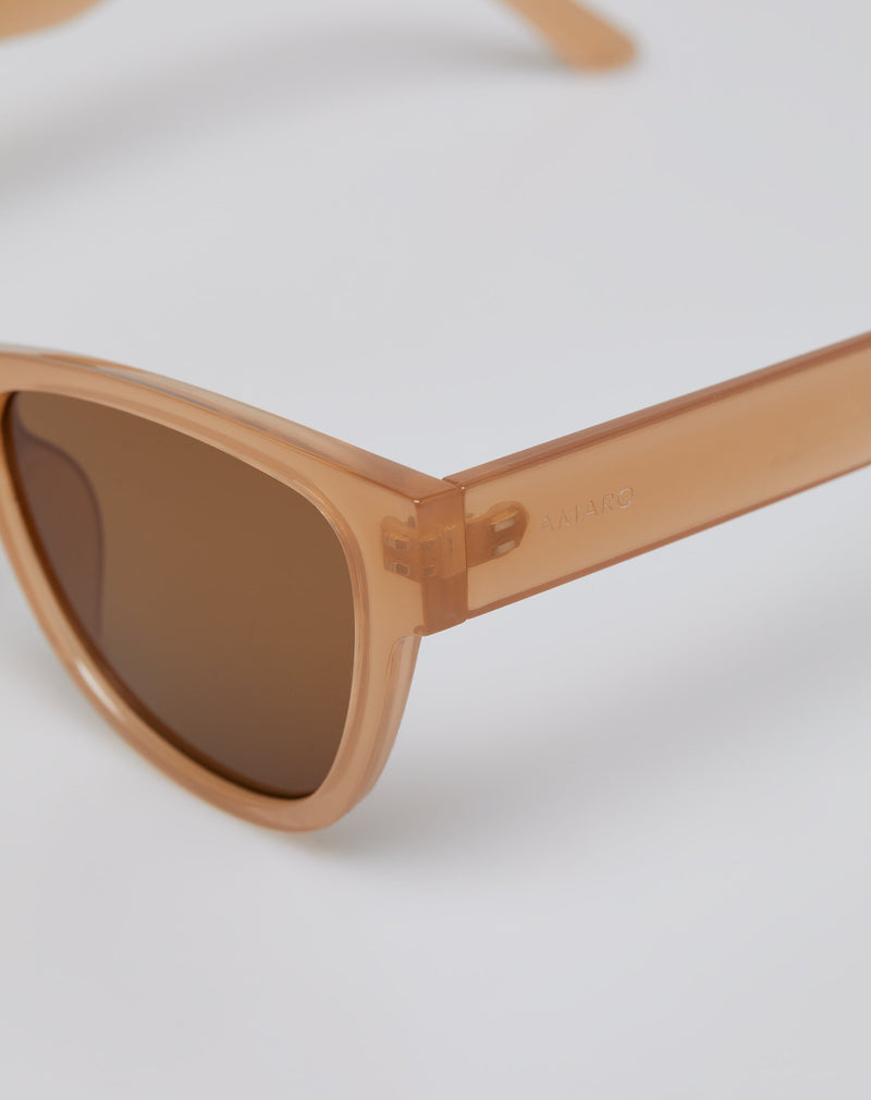 Óculos de Sol Arredondado Acetato - Bege