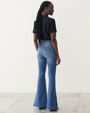 Calça Jeans Flare com Fenda Lateral - Azul Médio