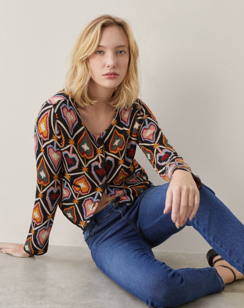 Jaqueta Cropped Tricot Jacquard  - Anturio Wallpaper