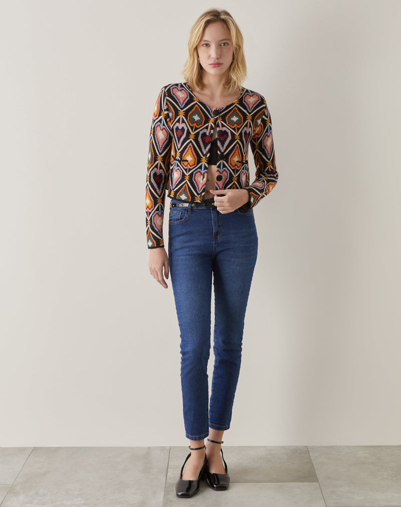 Jaqueta Cropped Tricot Jacquard  - Anturio Wallpaper