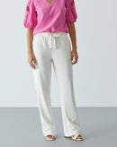 Calça Reta Malha Piquet Bolsos Cargos - Off-white