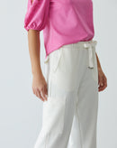 Calça Reta Malha Piquet Bolsos Cargos - Off-white