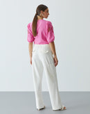 Calça Reta Malha Piquet Bolsos Cargos - Off-white