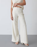 Calça Wide Leg Malha Texturizada - Cru