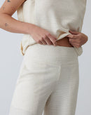 Calça Wide Leg Malha Texturizada - Cru